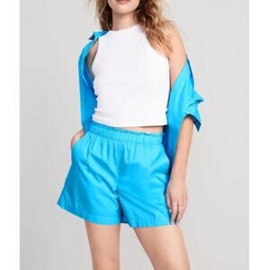 Old Navy Women's Lightweight 100% Cotton Poplin Pull On Shorts Size XL Aqua